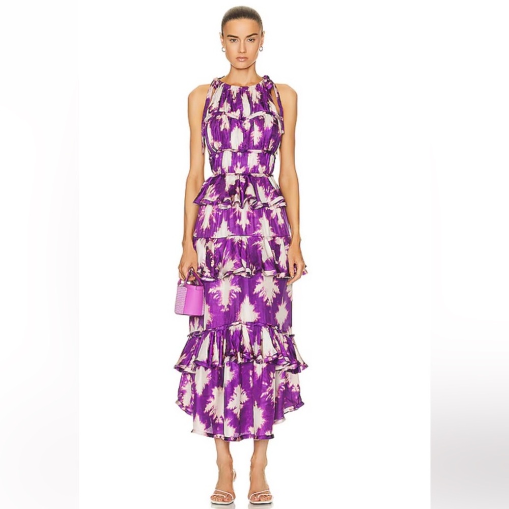 NWT Ulla Johnson Silk Serafina Gown in Cassis Blur Size 6